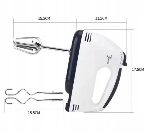 MIKSER RĘCZNY ROBOT KUCHENNY 7 PRĘDKOŚCI + 4 KOŃCÓWKI ZESTAW MOCNY