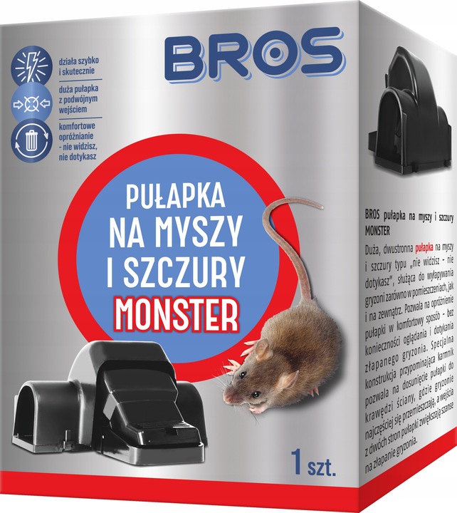 BROS Pułapka, łapka na myszy i szczury MONSTER 1 szt.
