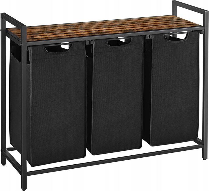 Kosz wolnostojący 3 PRZEGRÓDKI na pranie 3x38L 92,5x33x71 VINTAGE z