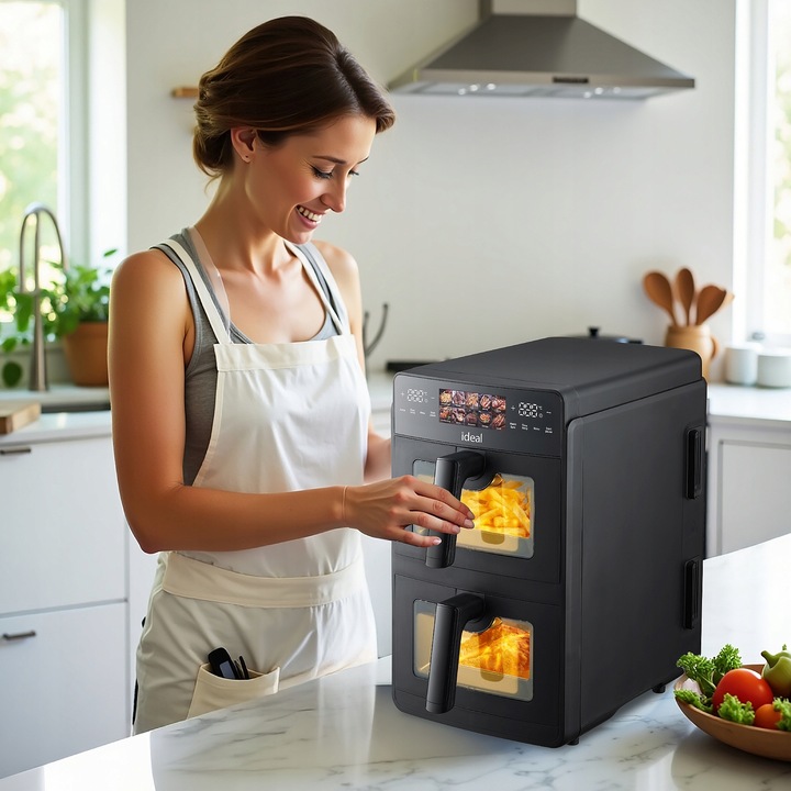 FRYTKOWNICA BEZTŁUSZCZOWA AIR FRYER IDEAL PODWÓJNA 10L DWUKOMOROWA