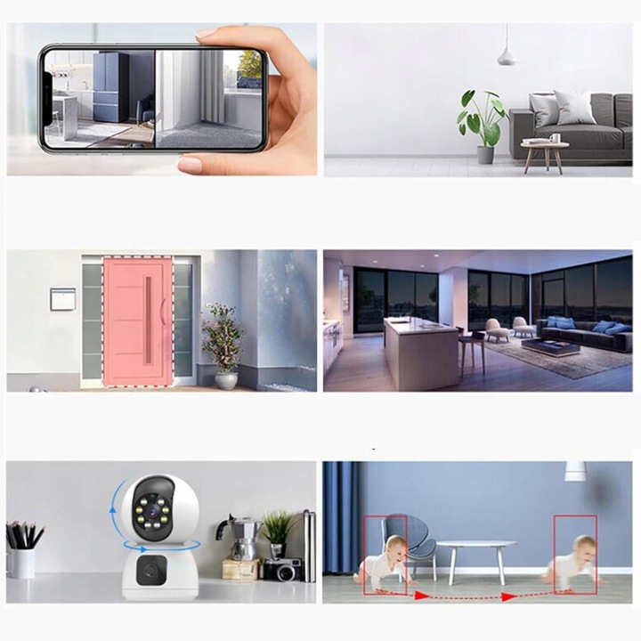 KAMERA MONITORUJĄCA BIAŁA 2,4G WIFI PTZ + 2 OBIEKTYWY 2MP