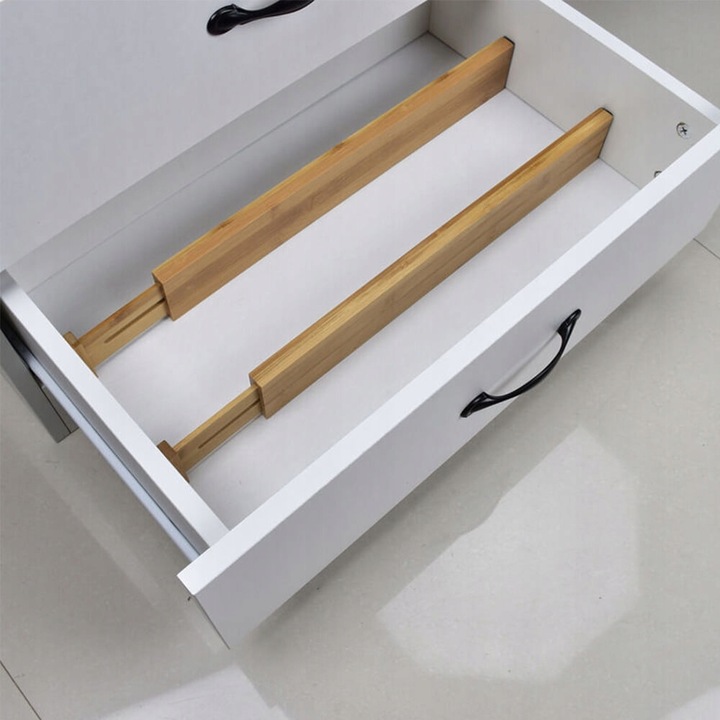 ZESTAW 4 BAMBUSOWYCH PRZEGRÓD DO SZUFLADY Organizer Separator 32 -