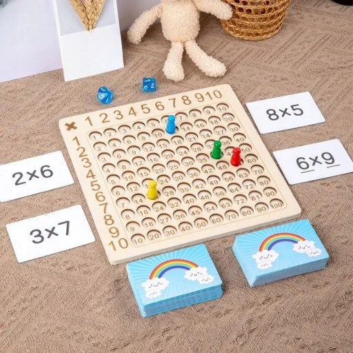 TABLICZKA MNOŻENIA GRA DREWNIANA MONTESSORI DZIECI GRA EDUKACYJNA LOGICZNA