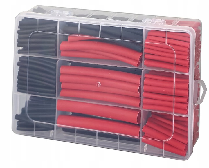 RURKI TERMOKURCZLIWE Z KLEJEM KOSZULKI czarne i czerwone BOX ZESTAW