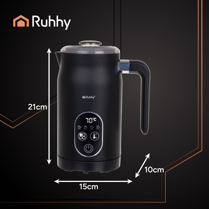 Spieniacz do Mleka Kawy Elektryczny Ruhhy 500W 4w1 Wyświetlacz LED BPA