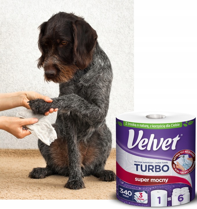 Velvet ręczniki papierowe TURBO 6 rolek 3 warstwowy 340 listków