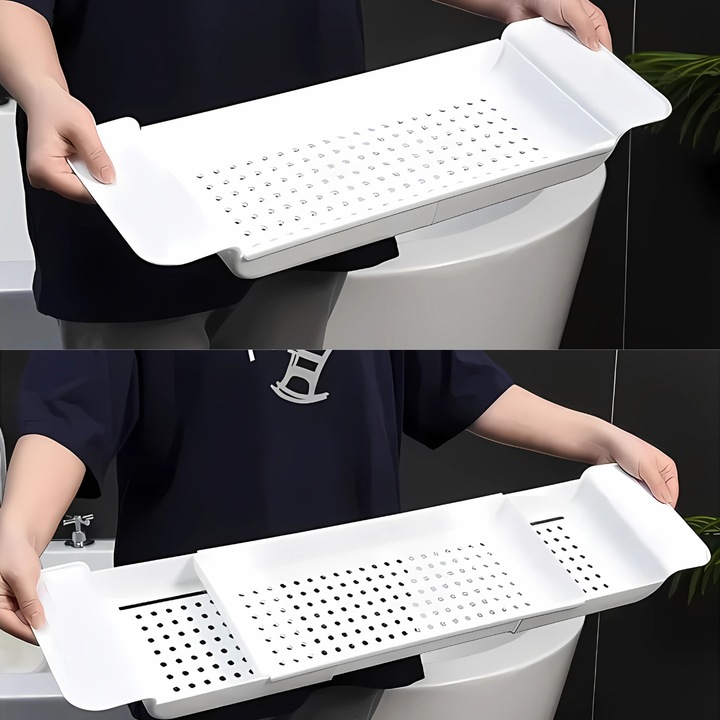 Półka na wannę łazienkowa regulowana biała