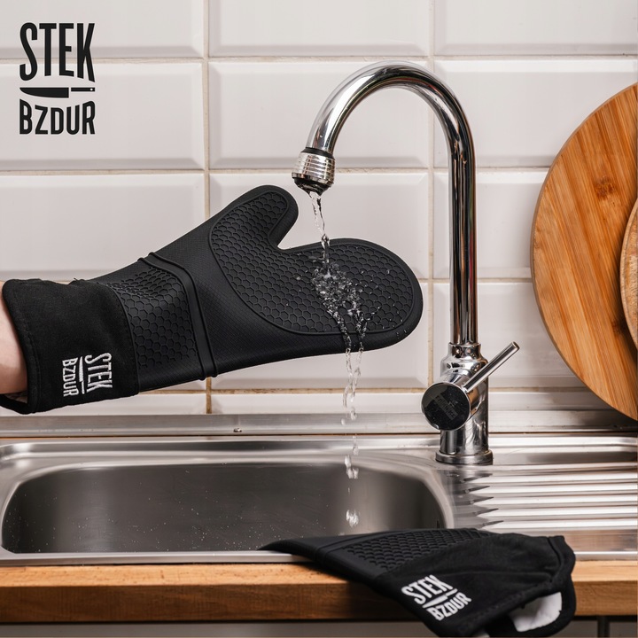 Rękawice Kuchenne Grillowe Stek Bzdur Silikonowe Żaroodporne Długie