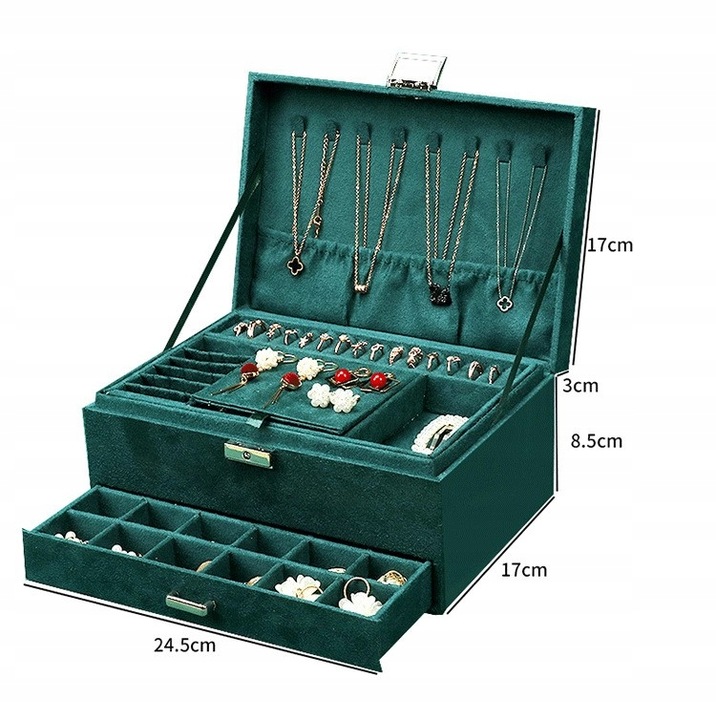 SZKATUŁKA NA BIŻUTERIĘ KUFEREK PUDEŁKO ORGANIZER ELEGANCKI POJEMNY BOX F6