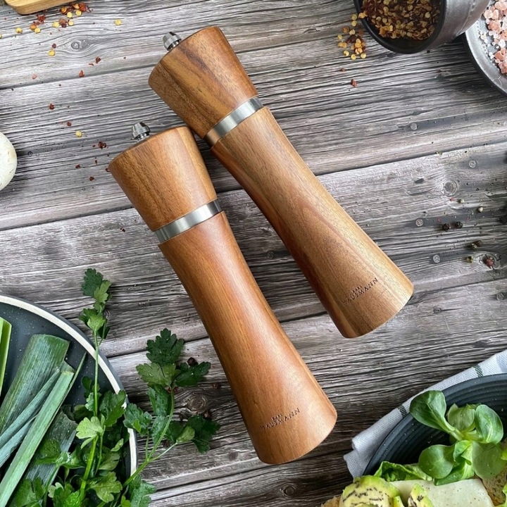 MŁYNEK RĘCZNY DO SOLI i PIEPRZU DREWNIANY ZESTAW 2 KARL HAUSMANN