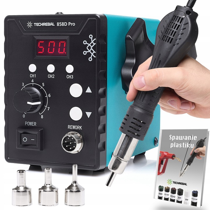 STACJA LUTOWNICZA HOT AIR GORĄCE POWIETRZE TECHREBAL 858D PRO 700W