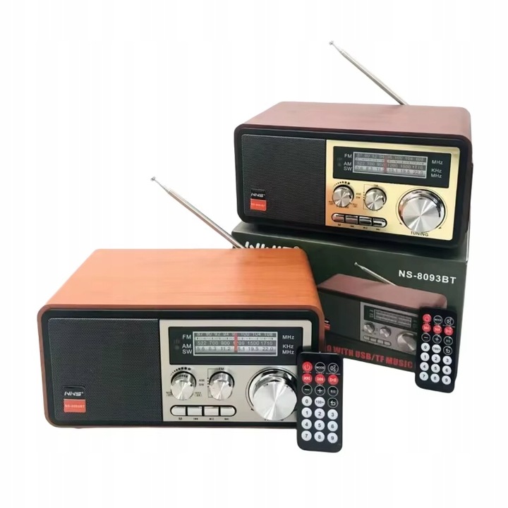 Radio Retro sieciowo-bateryjne FM PRZENOŚNE pilot Bluetooth 1200mAh