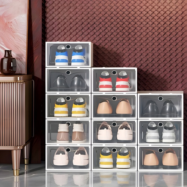 10 x PUDEŁKO POJEMNIK ORGANIZER NA BUTY Z KLAPĄ SZAFKA MODUŁOWA BIAŁA