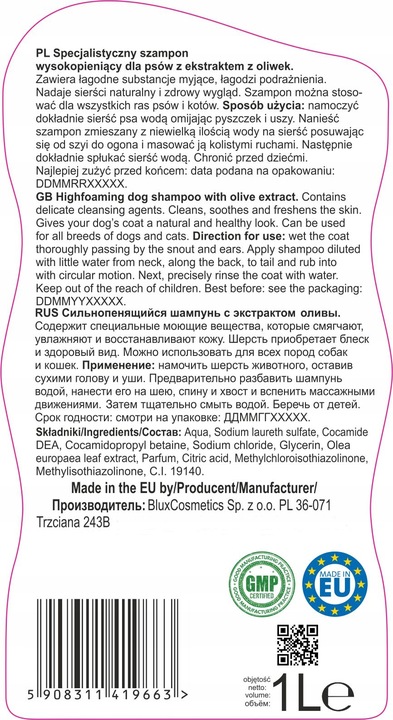 Szampon dla psów z ekstraktem z oliwek 1L