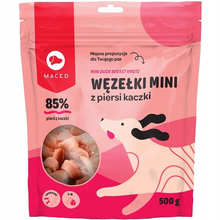 MACED Przysmak dla Psa Miękkie Węzełki Kokardki z Piersi Kaczki 500g