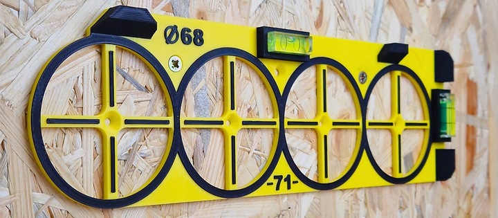 Szablon do wymiarowania otworów puszek elektrycznych gniazdek wzornik