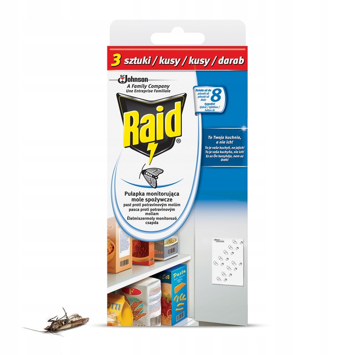 3X RAID PUŁAPKA NA MOLE SPOŻYWCZE DO SPIŻARNI KUCHNI 9 SZT DZIAŁANIE 8