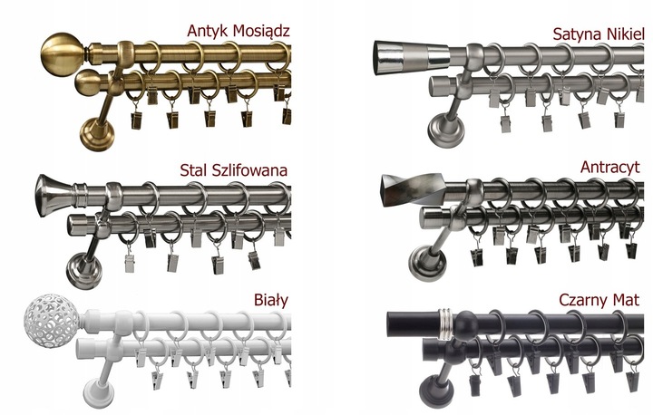 KARNISZ podwójny 19+19 / 200 cm LUXURY CICHE KÓŁKA wzory 6 KOLORÓW wybór