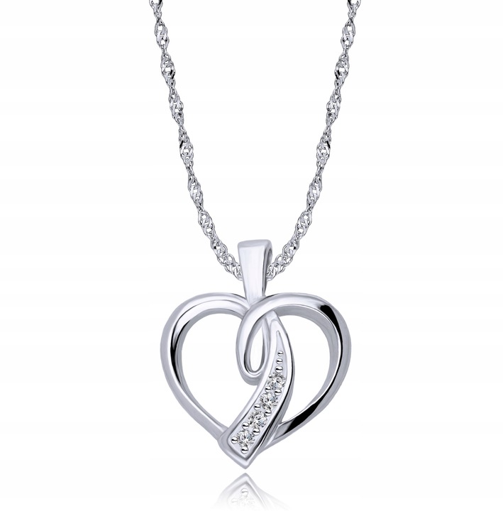 Srebrny Łańcuszek 925 Serce Serduszko Grawer