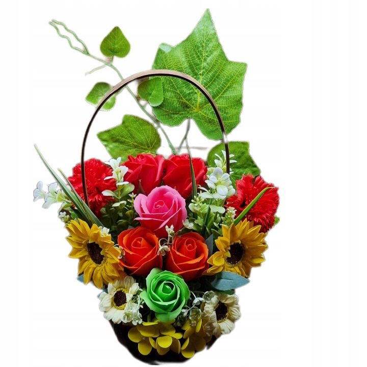 Bukiet kosz upominkowy kwiaty mydlane PACHNĄCE