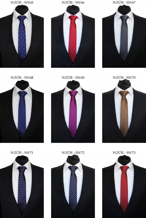 KRAWAT ŚLEDŹ ŚLEDZIK WĄSKI 6 cm - DUŻO WZORÓW