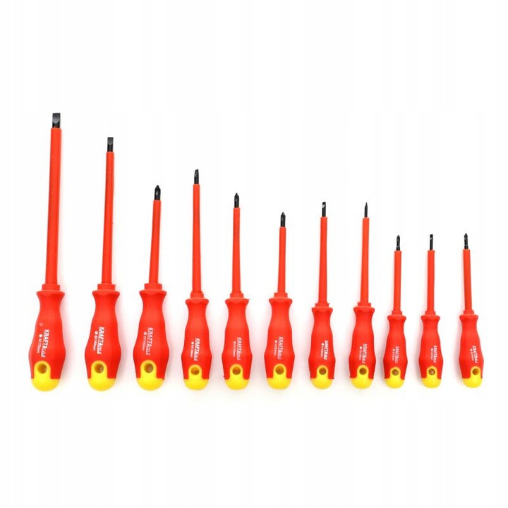WKRĘTAKI ŚRUBOKRĘTY IZOLOWANE 11 ELEMENTÓW + WALIZKA RĄCZKA SOFT GRIP