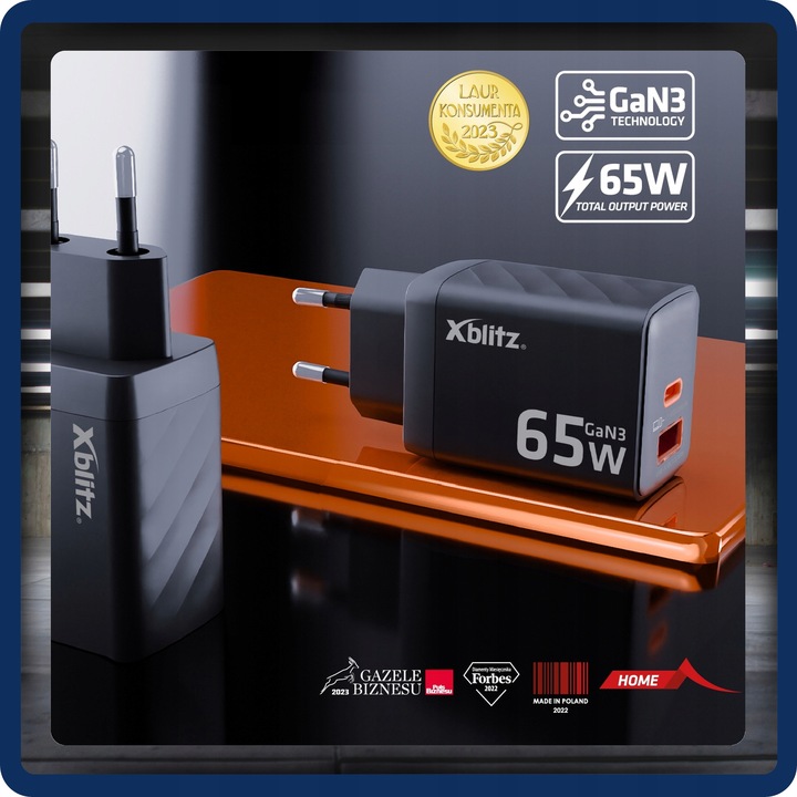 Xblitz XC2 ładowarka sieciowa 65W szybkie ładowanie USB C A
