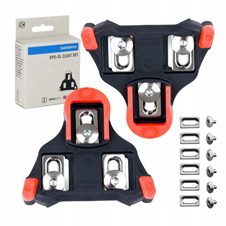 Bloki SH10 do pedałów Shimano SPD SL SM-SH10 czerwone bez luzu 0 stopni