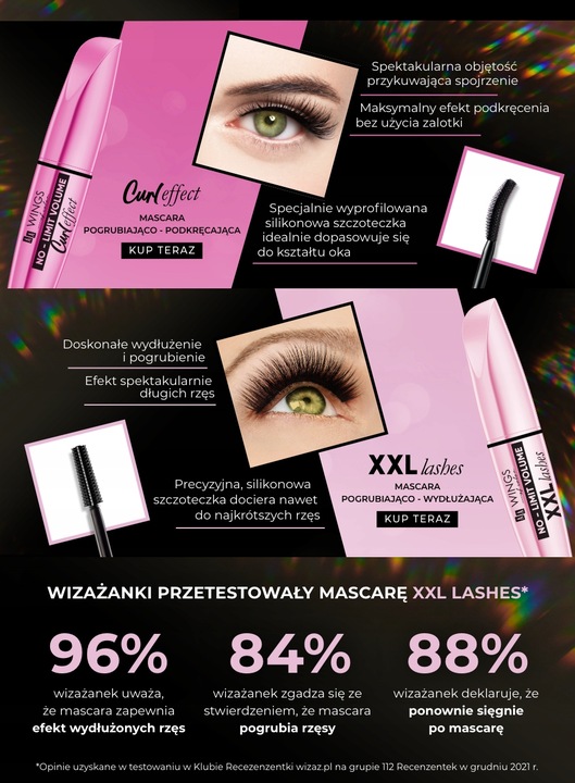 AA WINGS OF COLOR No Limit Volume Curl Effect Pogrubienie+Podkręcenie Tusz