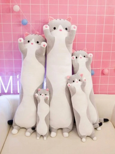 DŁUGI KOT LUCEK MASKOTKA PLUSZAK PODUSZKA ZAGŁÓWEK DLA DZIECI HIT 100CM