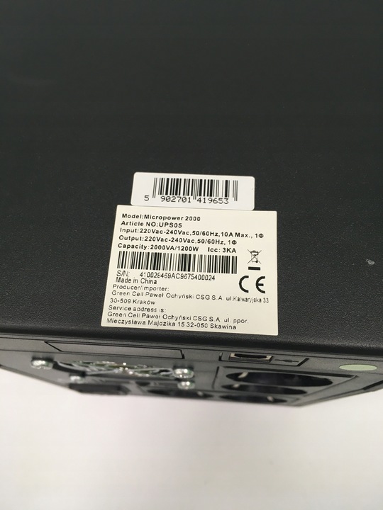 UPS05 GREENCELL UPS Power Proof 2000VA 1200W GREEN CELL UPS05