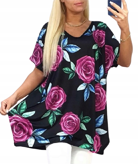 LUŹNA KOBIECA TUNIKA BLUZKA PLUS SIZE V dekolt XL/XXL różne wzory mix 702