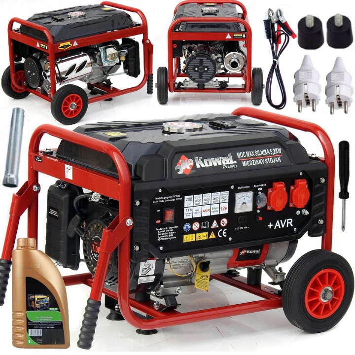 PROFESJONALNY AGREGAT PRĄDOTWÓRCZY 5,2kW KOŁA AVR+ MIEDZIANY STOJAN