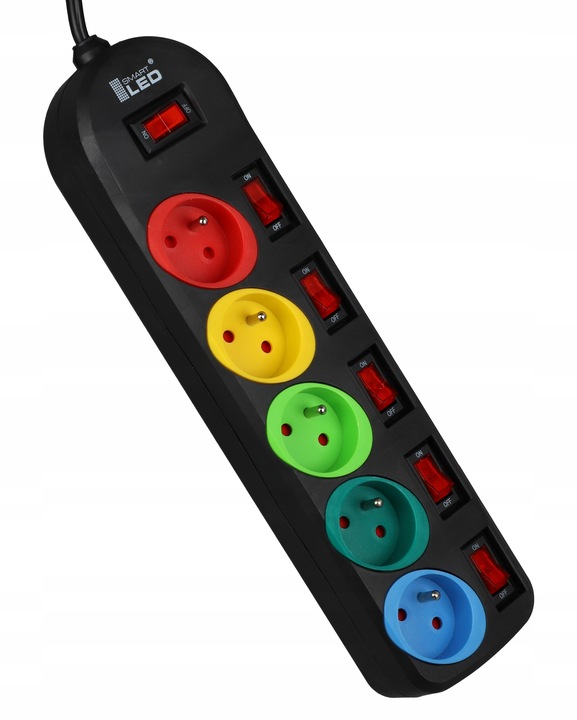 Przedłużacz Listwa Zasilająca 2 Metry 5 Gniazd 230V z Włącznikiem