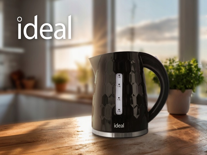 CZAJNIK ELEKTRYCZNY BEZPRZEWODOWY IDEAL CICHY ENERGOOSZCZĘDNY Czarny