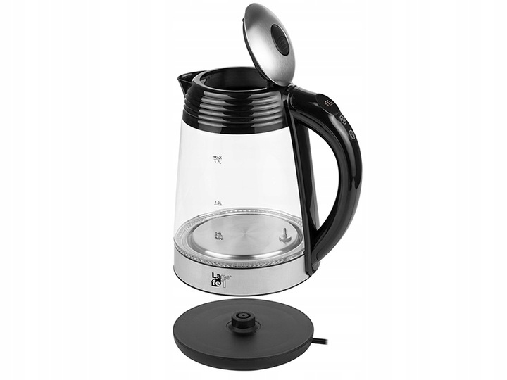 CZAJNIK ELEKTRYCZNY BEZPRZEWODOWY 1,7l 2200W SZKLANY LED REGULACJA