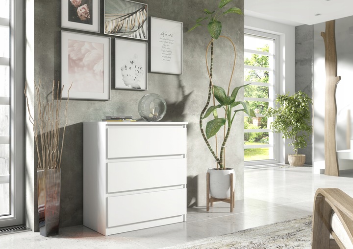SZAFKA 3 SZUFLADY BIAŁA NOWOCZESNA DO SALONU SYPIALNI MEBLE OD