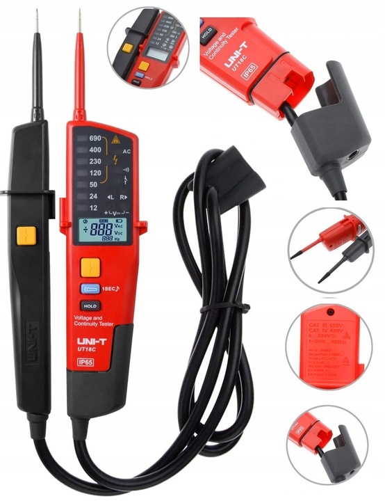 Miernik Tester Próbnik napięcia i faz UT18C RCD