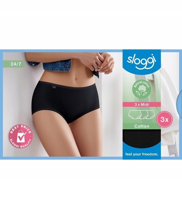 3 x Majtki damskie sloggi 24/7 Cotton Midi C3P 38