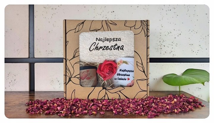 PODZIĘKOWANIE Dla Matki Chrzestnej PIERWSZA KOMUNIA - Ręcznik Kubek Prezent