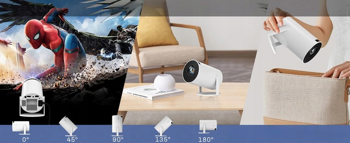 PROJEKTOR RZUTNIK Przenośny Android Smart Mini TV 4K LED Głośnik WIFI