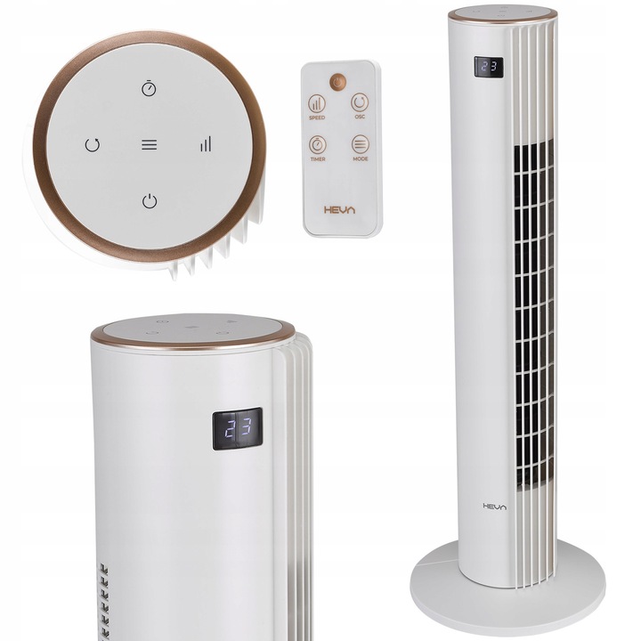Wentylator kolumnowy HEVA MOX wiatrak podłogowy stojący cichy LED