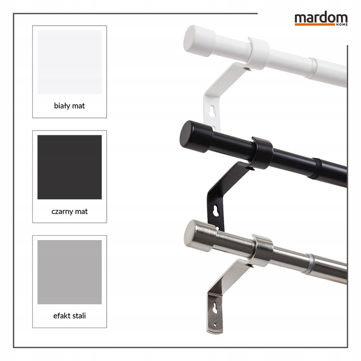 KARNISZ TELESKOPOWY REGULOWANY ADAPTE 120-210CM BIAŁY
