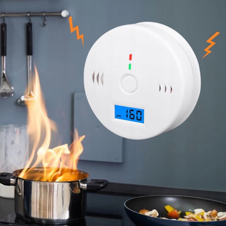 CZUJNIK CZADU TLENKU WĘGLA CO DETEKTOR WYKRYWACZ Z ALARMEM LCD CZUŁY