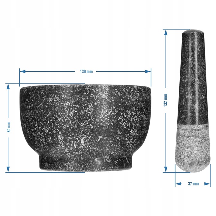 Granitowy moździerz kuchenny z tłuczkiem do przypraw kamienny
