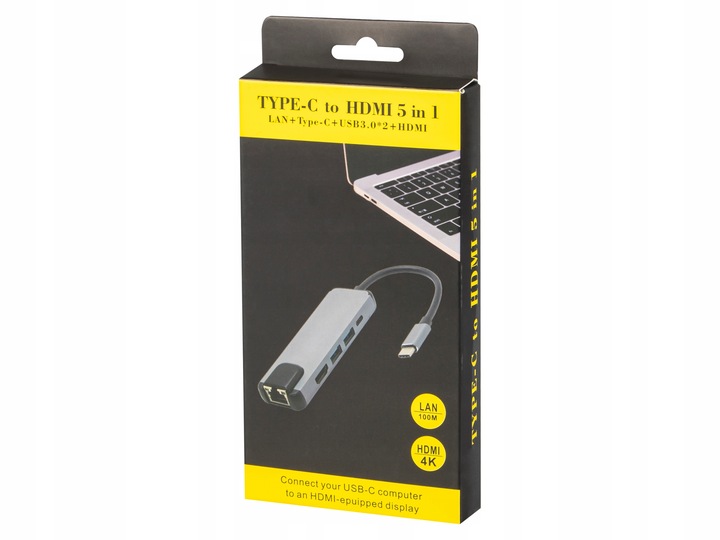 KARTA SIECIOWA PRZEJŚCIÓWKA HUB USB USB-C ADAPTER HDMI RJ45 LAN ETHERNET