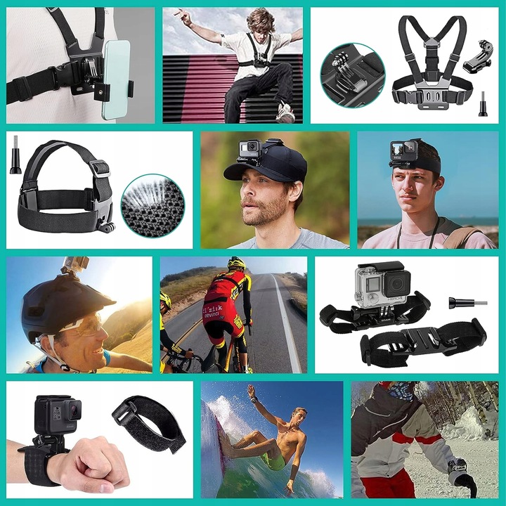 ZESTAW XXL 50w1 AKCESORIA GOPRO HERO 13 12 11 dji insta360 Uchwyty