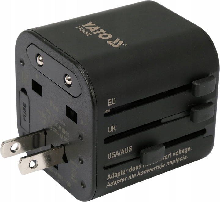 Uniwersalny podróżny adapter sieciowy YATO YT-81302 dla ponad 150 krajów