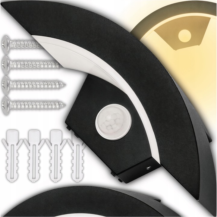 Kinkiet Ścienny Zewnętrzny Lampa Elewacyjna Czujnik Ruchu Zmierzchu 12W