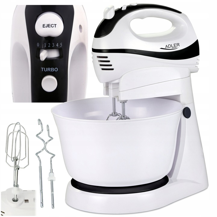 MIKSER RĘCZNY ROBOT KUCHENNY Z OBROTOWĄ MISĄ 3L 550W 5 PRĘDKOŚCI 2